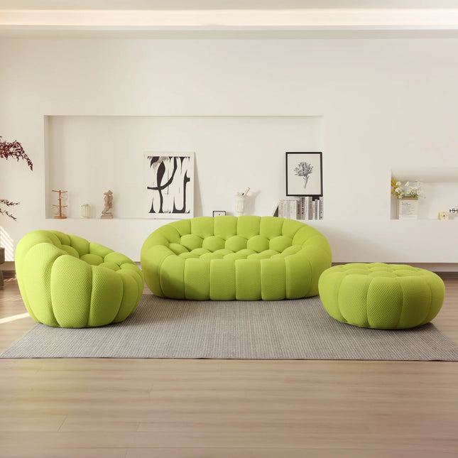 Solenza Bubble | 2-Seat Modular Loveseat + Modular Sofa Chair + Ottoman  | 3D-Knitted Fabric