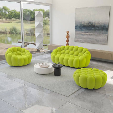 Solenza Bubble | 2-Seat Modular Loveseat + Modular Sofa Chair + Ottoman  | 3D-Knitted Fabric