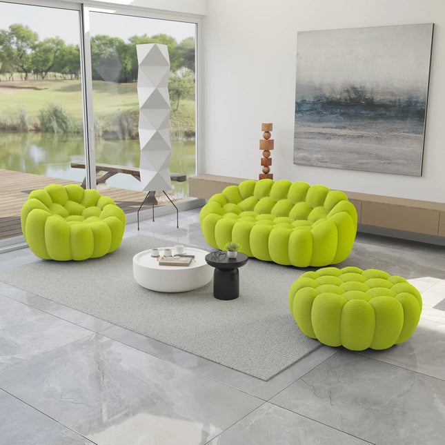 Solenza Bubble | 2-Seat Modular Loveseat + Modular Sofa Chair + Ottoman  | 3D-Knitted Fabric
