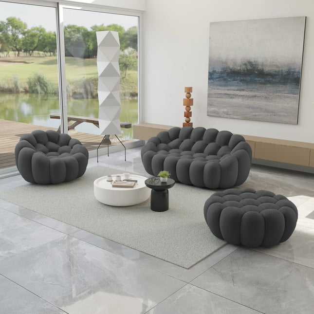 Solenza Bubble | 2-Seat Modular Loveseat + Modular Sofa Chair + Ottoman  | 3D-Knitted Fabric