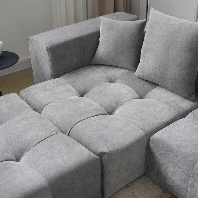 Solenza Elysian | 184" XL Modular 4-Seater Deep Seat Sectional | Washable Linen Sofa