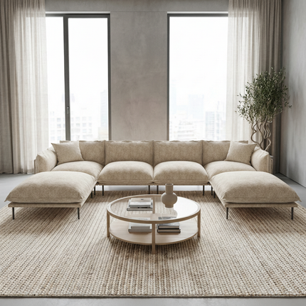 Solenza Aurora | 147" XL Cloud Modular U-Shaped Sectional + 2 Ottomans - Washable Velvet