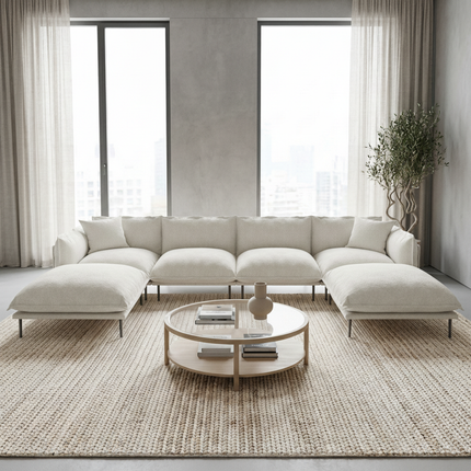 Solenza Aurora | 147" XL Cloud Modular U-Shaped Sectional + 2 Ottomans - Washable Velvet