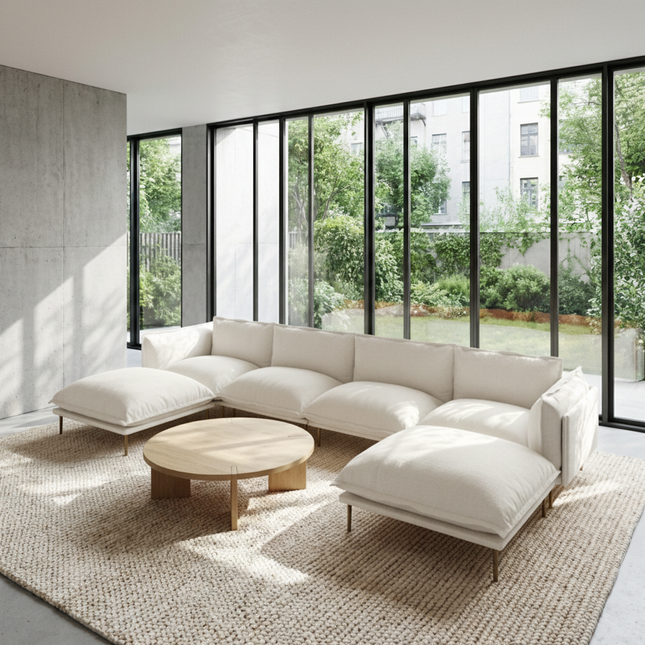 Solenza Aurora | 147" XL Cloud Modular U-Shaped Sectional + 2 Ottomans - Washable Velvet