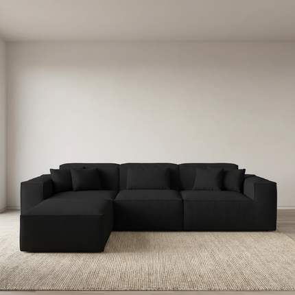 Solenza Mellow | 118" Cloud Modular 3-Seater Sectional + Ottoman | Washable Velvet Sofa