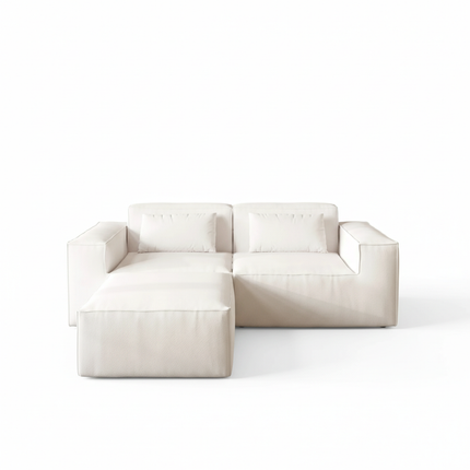 Solenza Mellow | 83" Cloud Modular 2-Seater Sectional + Ottoman | Washable Velvet Sofa