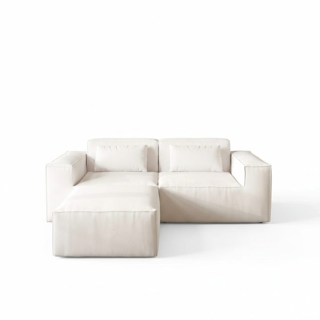 Solenza Mellow | 83" Cloud Modular 2-Seater Sectional + Ottoman | Washable Velvet Sofa