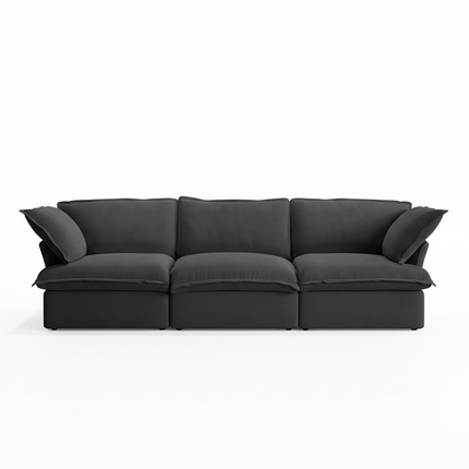 Solenza Lounge | 122" Cloud Modular 3-Seat Sofa | Washable Linen Sofa