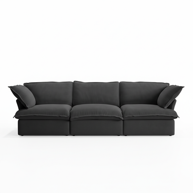 Solenza Lounge | 122" Cloud Modular 3-Seat Sofa | Washable Linen Sofa
