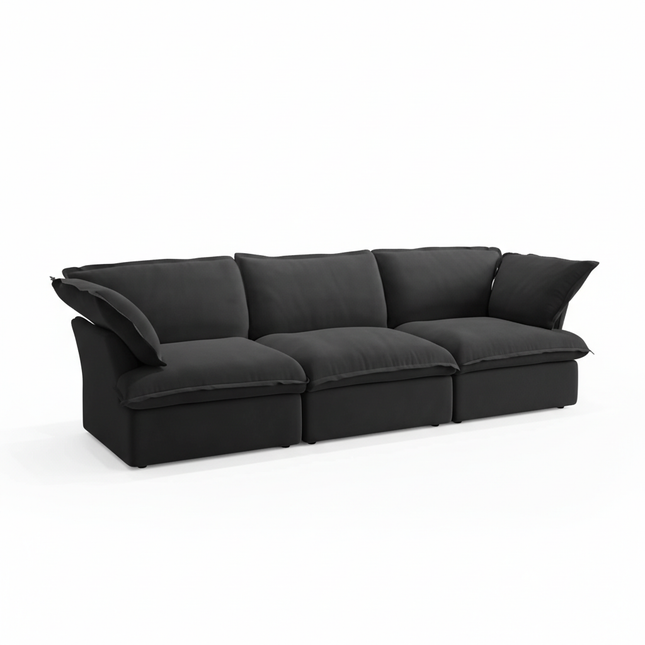 Solenza Lounge | 122" Cloud Modular 3-Seat Sofa | Washable Linen Sofa