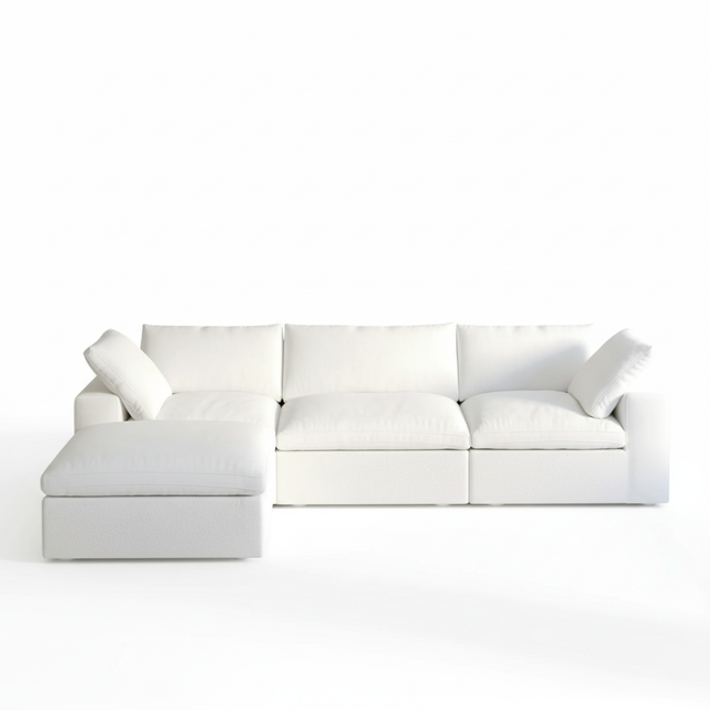 Solenza Nuvia | 120" Cloud Modular Sectional Sofa with Ottoman | Washable