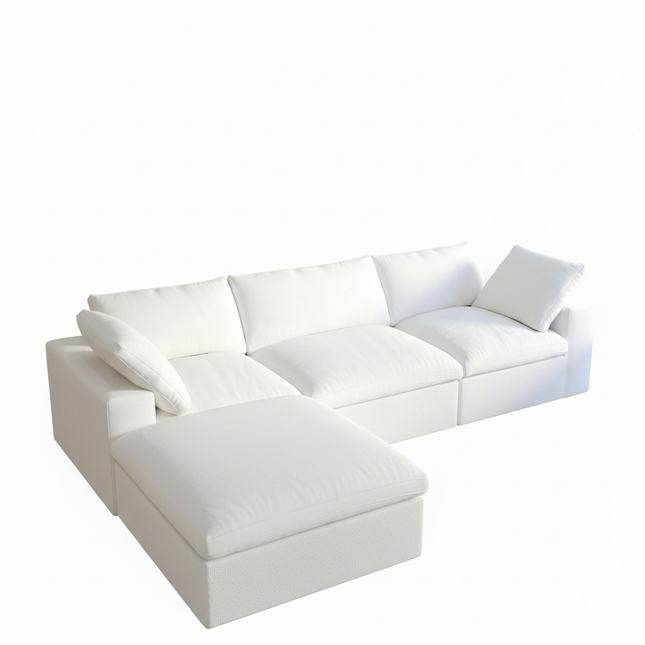 Solenza Nuvia | 120" Cloud Modular Sectional Sofa with Ottoman | Washable