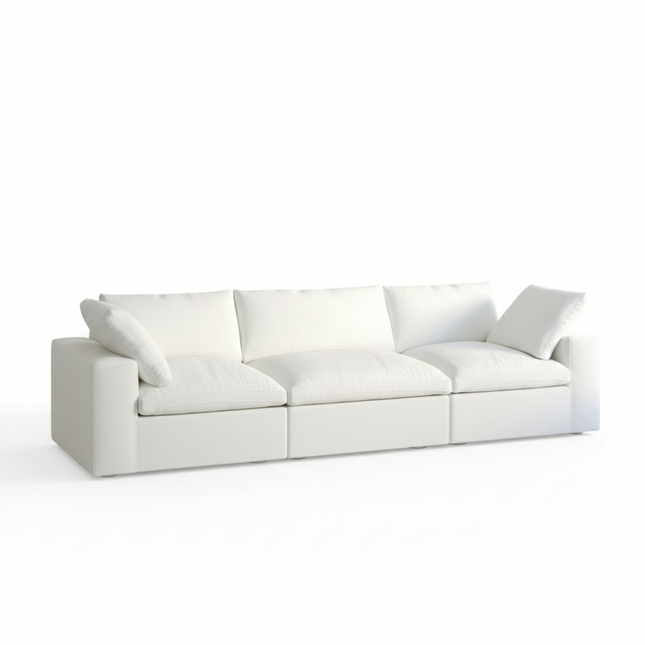 Solenza Nuvia | 120" Cloud Modular 3-Seat Sectional - Washable Linen Covers