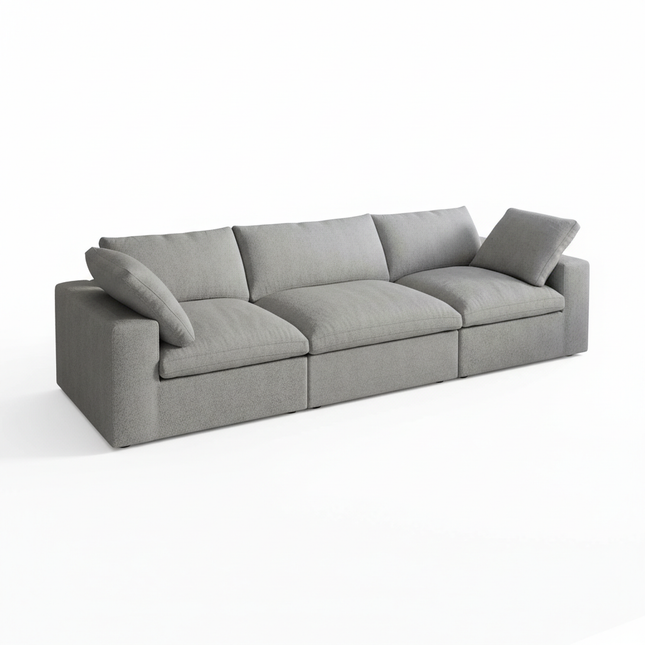 Solenza Nuvia | 120" Cloud Modular 3-Seat Sectional - Washable Linen Covers