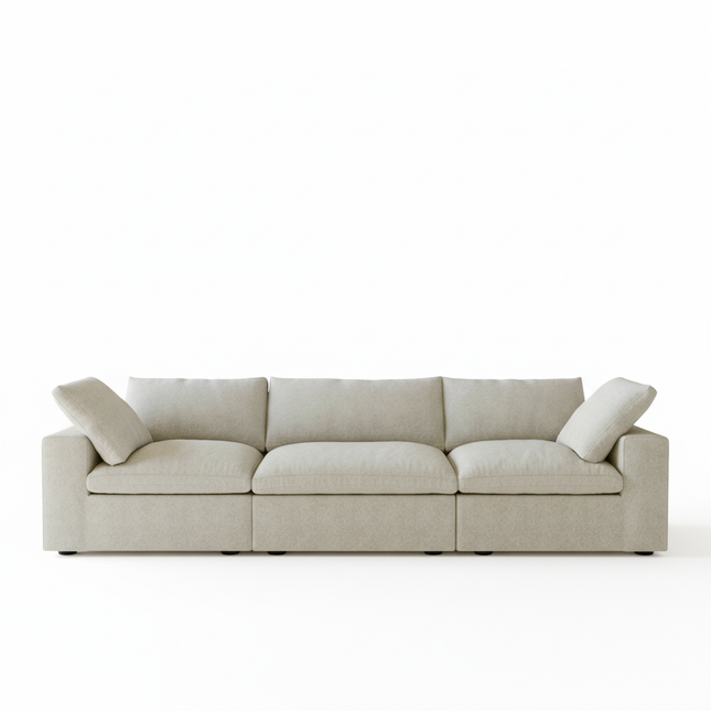 Solenza Nuvia | 120" Cloud Modular 3-Seat Sectional - Washable Linen Covers