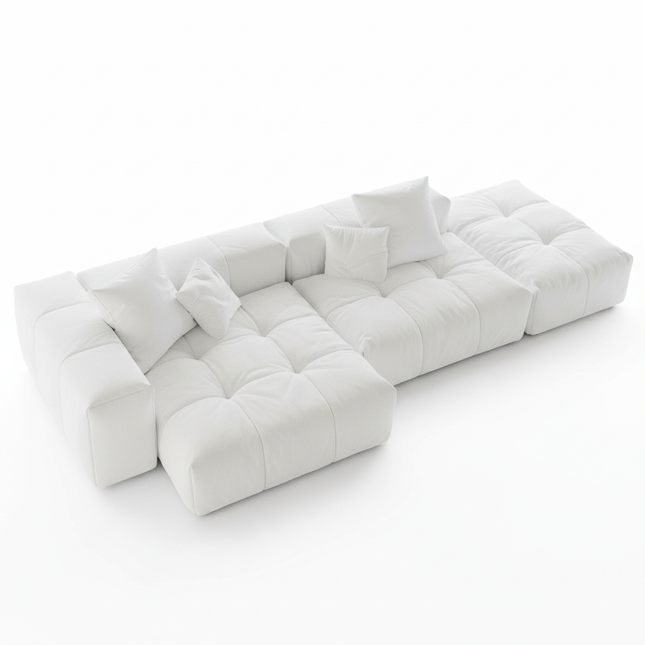 Solenza Elysian | 119" Modular 3-Seater Sectional + Ottoman | Washable Linen Sofa