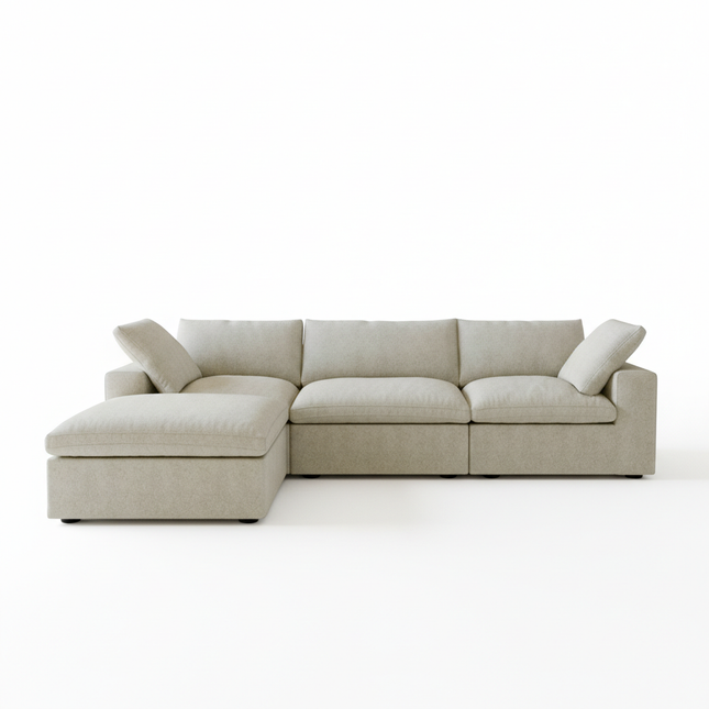 Solenza Nuvia | 120" Cloud Modular Sectional Sofa with Ottoman | Washable