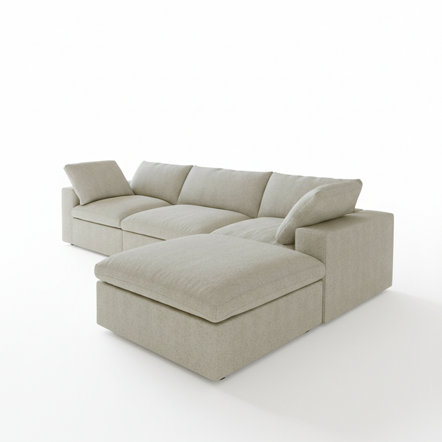 Solenza Nuvia | 120" Cloud Modular Sectional Sofa with Ottoman | Washable
