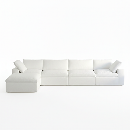 Solenza Nuvia | 160" L-Shaped Cloud Modular Sofa with Ottoman | Washable