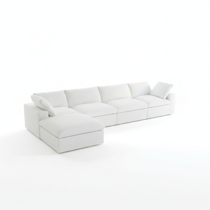 Solenza Nuvia | 160" L-Shaped Cloud Modular Sofa with Ottoman | Washable