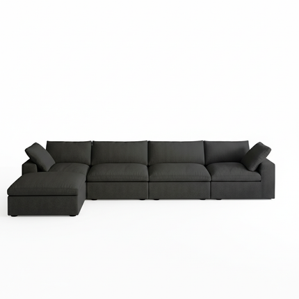 Solenza Nuvia | 160" L-Shaped Cloud Modular Sofa with Ottoman | Washable