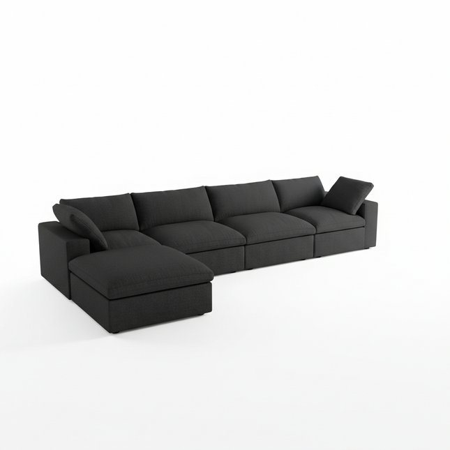 Solenza Nuvia | 160" L-Shaped Cloud Modular Sofa with Ottoman | Washable