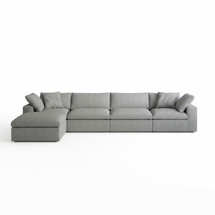 Solenza Nuvia | 160" L-Shaped Cloud Modular Sofa with Ottoman | Washable