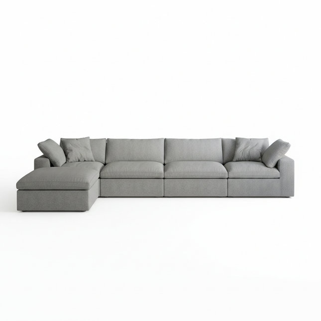 Solenza Nuvia | 160" L-Shaped Cloud Modular Sofa with Ottoman | Washable