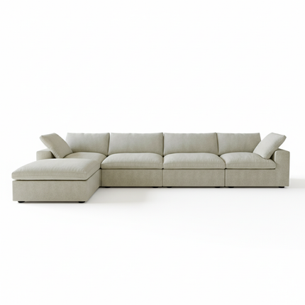 Solenza Nuvia | 160" L-Shaped Cloud Modular Sofa with Ottoman | Washable