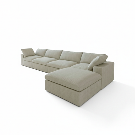 Solenza Nuvia | 160" L-Shaped Cloud Modular Sofa with Ottoman | Washable