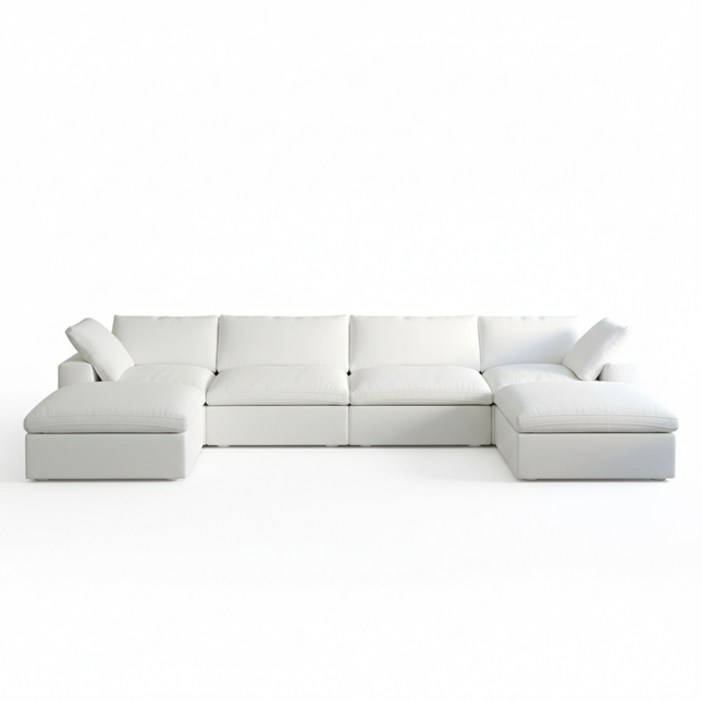 Solenza Nuvia | 160" U-Shaped Cloud Modular Sofa with 2 Ottomans | Washable