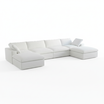 Solenza Nuvia | 160" U-Shaped Cloud Modular Sofa with 2 Ottomans | Washable