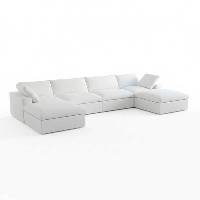 Solenza Nuvia | 160" U-Shaped Cloud Modular Sofa with 2 Ottomans | Washable