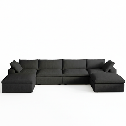 Solenza Nuvia | 160" U-Shaped Cloud Modular Sofa with 2 Ottomans | Washable
