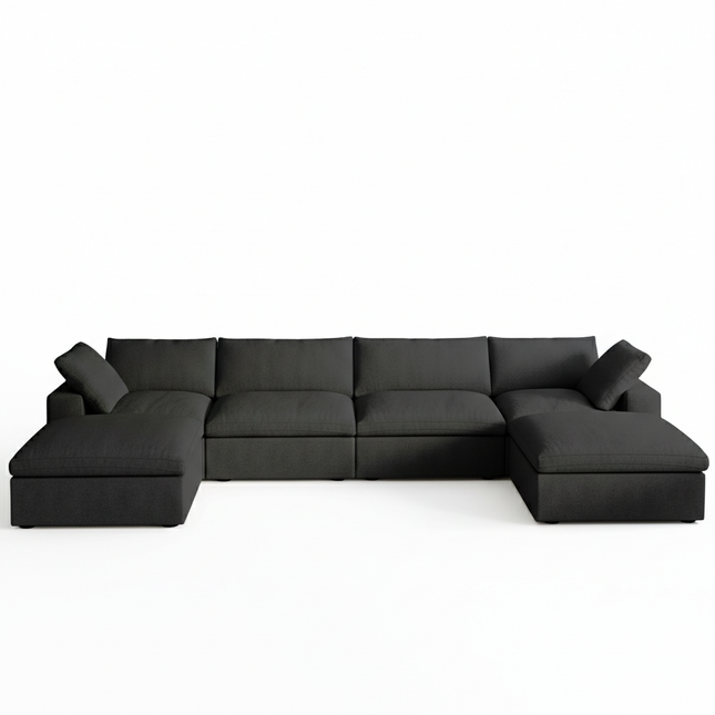 Solenza Nuvia | 160" U-Shaped Cloud Modular Sofa with 2 Ottomans | Washable