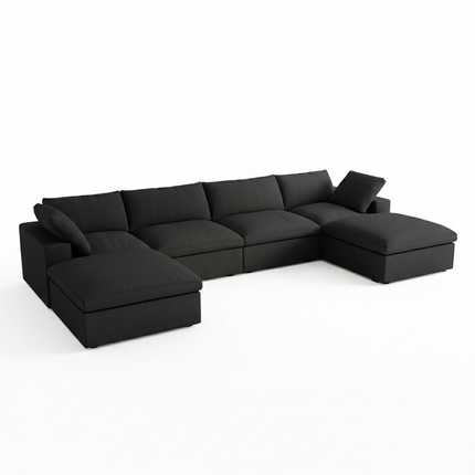 Solenza Nuvia | 160" U-Shaped Cloud Modular Sofa with 2 Ottomans | Washable