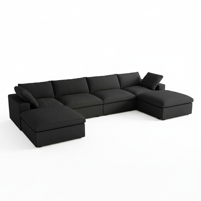 Solenza Nuvia | 160" U-Shaped Cloud Modular Sofa with 2 Ottomans | Washable