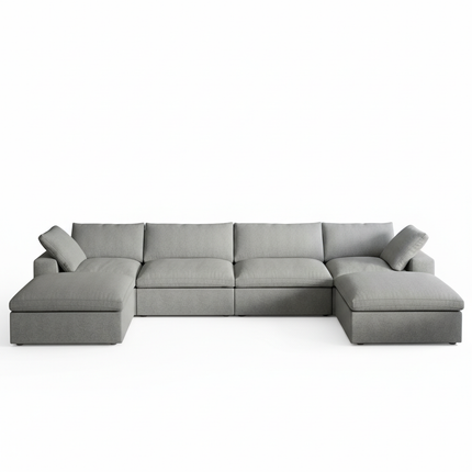 Solenza Nuvia | 160" U-Shaped Cloud Modular Sofa with 2 Ottomans | Washable