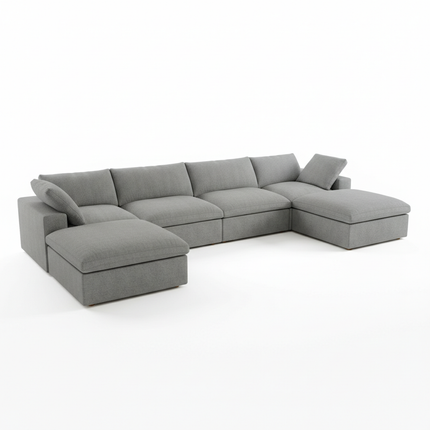 Solenza Nuvia | 160" U-Shaped Cloud Modular Sofa with 2 Ottomans | Washable