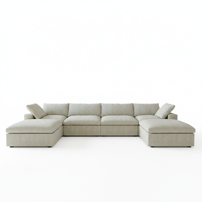 Solenza Nuvia | 160" U-Shaped Cloud Modular Sofa with 2 Ottomans | Washable