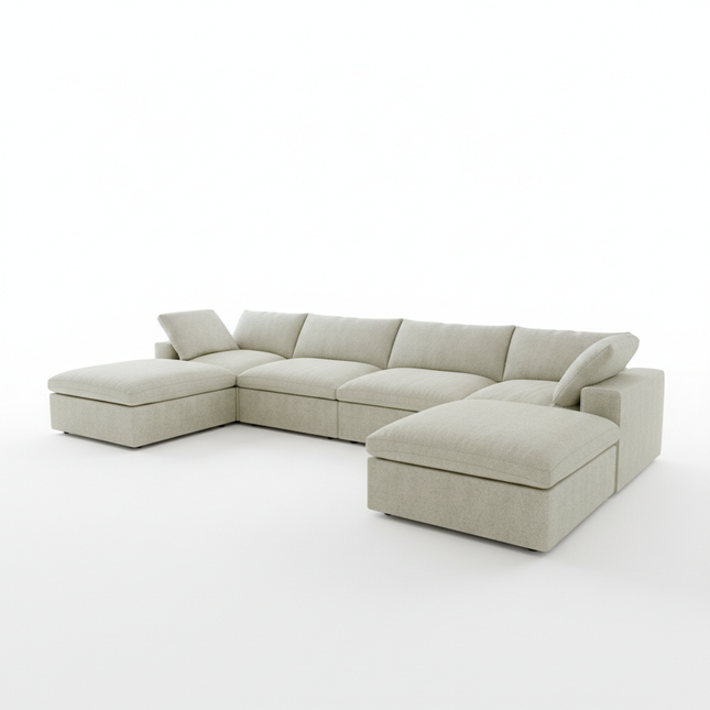 Solenza Nuvia | 160" U-Shaped Cloud Modular Sofa with 2 Ottomans | Washable