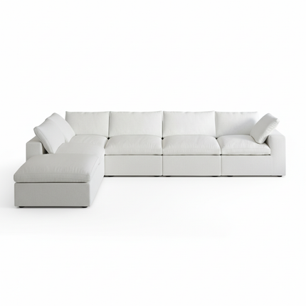 Solenza Nuvia | 160" V-Shaped Cloud Modular 4-Seat + Ottoman | Washable
