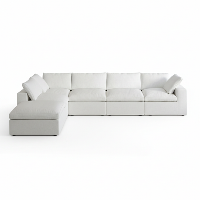 Solenza Nuvia | 160" V-Shaped Cloud Modular 4-Seat + Ottoman | Washable