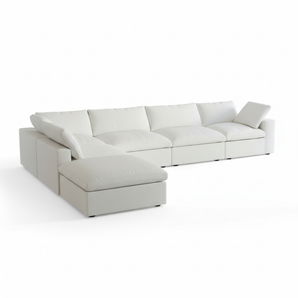 Solenza Nuvia | 160" V-Shaped Cloud Modular 4-Seat + Ottoman | Washable