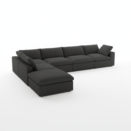 Solenza Nuvia | 160" V-Shaped Cloud Modular 4-Seat + Ottoman | Washable