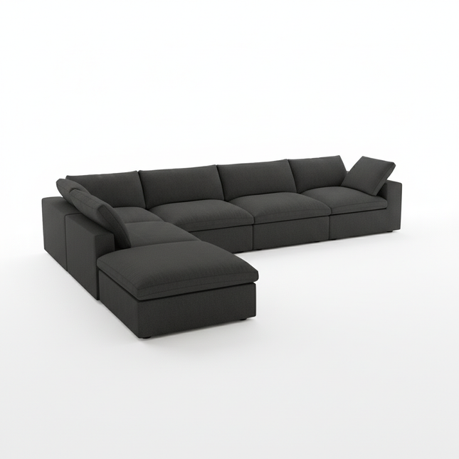 Solenza Nuvia | 160" V-Shaped Cloud Modular 4-Seat + Ottoman | Washable