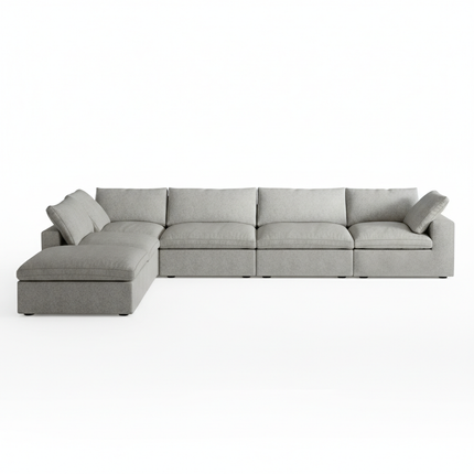 Solenza Nuvia | 160" V-Shaped Cloud Modular 4-Seat + Ottoman | Washable