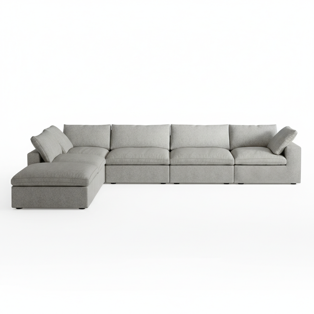 Solenza Nuvia | 160" V-Shaped Cloud Modular 4-Seat + Ottoman | Washable