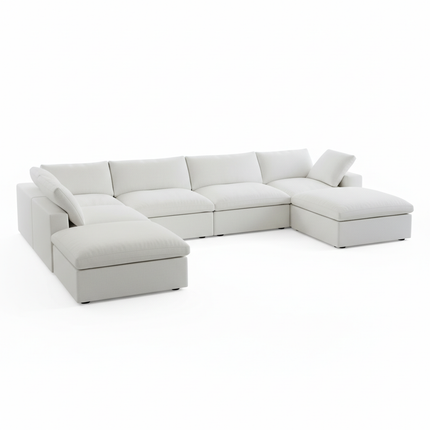 Solenza Nuvia | 160" Cloud Modular 7-Seat Sofa with 2 Ottomans | Washable