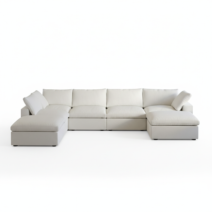Solenza Nuvia | 160" Cloud Modular 7-Seat Sofa with 2 Ottomans | Washable